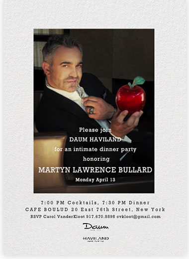 Martyn Lawrence Bullard Daum Eden and Haviland Hollywood Collections Launch Editors Dinner, Cafe Boulud